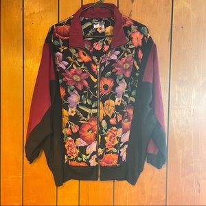 Vintage black and maroon silver threads windbreaker made in the USA size 2X.